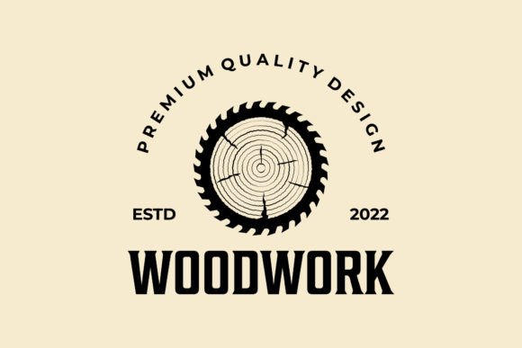 Vintage Woodworking Logo for Embroidery